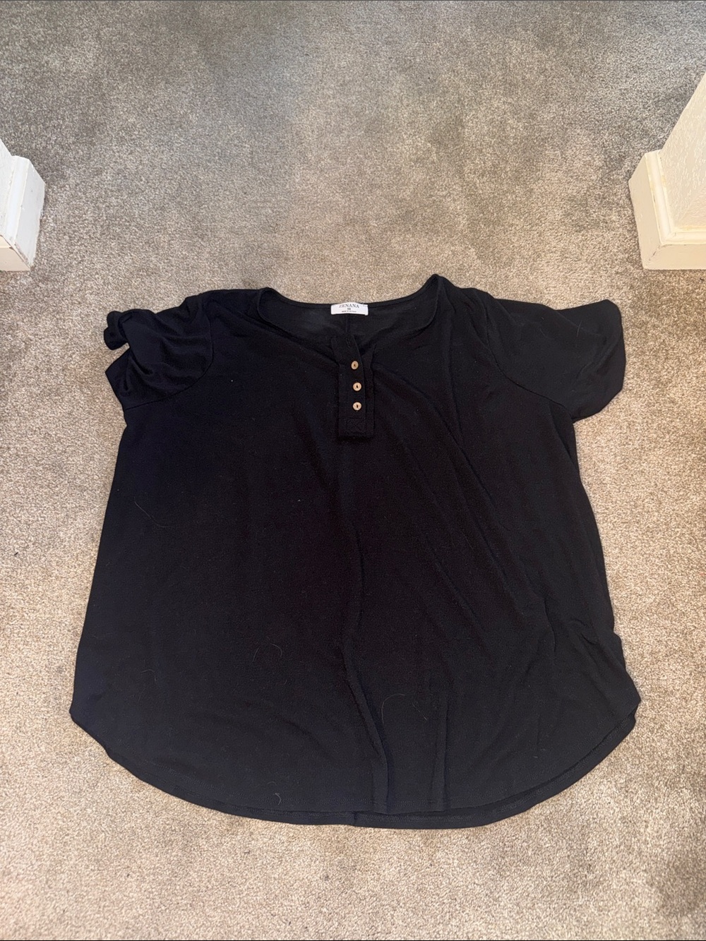 Black Short-Sleeve Henley Top